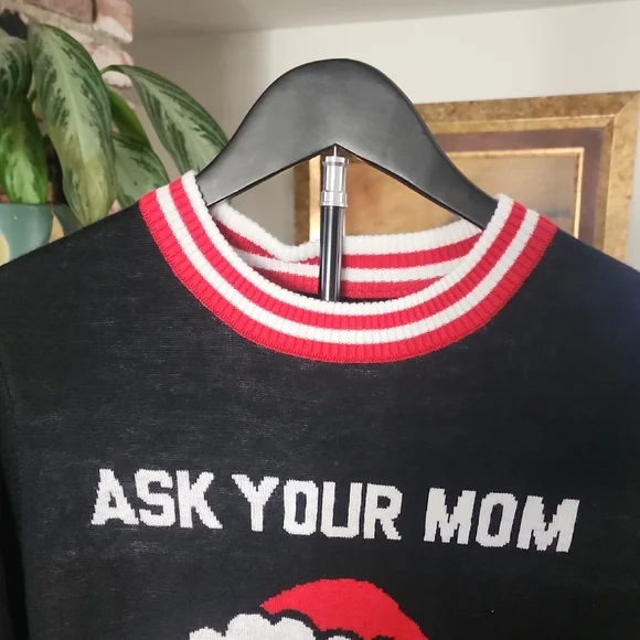 NWT Tipsy Elves Ask Your Mom If I’m Real Santa Christmas Sweater Mens M - Picture 2 of 13